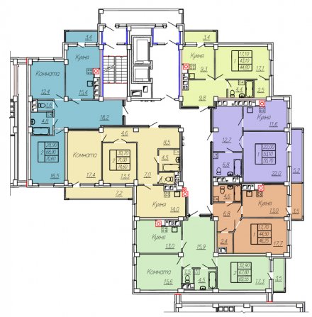 Планировка квартир на 3-10 этаже