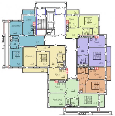 Планировка квартир на 11-19 этаже