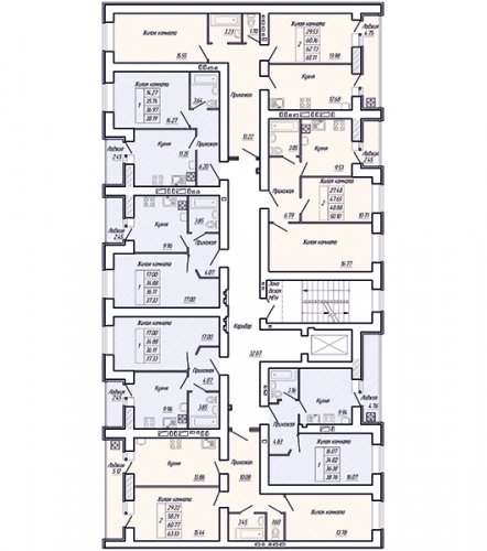 План 2-7 этажей