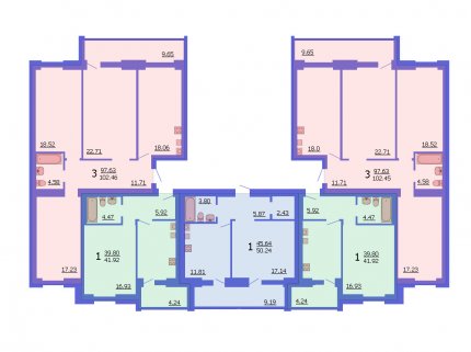 План 2-8 этажей (1 подъезд)