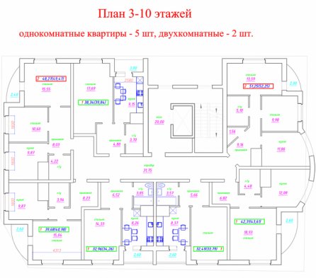 План 3-10 этажей