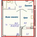 Планировка квартиры в Дом Клевер, г. Кохма, общая площадь 35.40 кв. м.