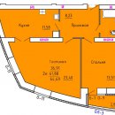 Планировка квартиры в ЖК Аристократ 2 (1 очередь, ул. Лежневская), г. Иваново, общая площадь 61.88 кв. м.