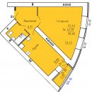 Планировка квартиры в ЖК Аристократ 2 (1 очередь, ул. Лежневская), г. Иваново, общая площадь 47.91 кв. м.