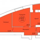 Планировка квартиры в ЖК Аристократ 2 (2 очередь), г. Иваново, общая площадь 58.55 кв. м.