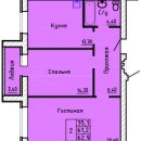 Планировка квартиры в ЖК АТЛАНТ, г. Иваново, общая площадь 61.20 кв. м.