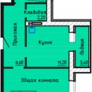 Планировка квартиры в ЖК АТЛАНТ, г. Иваново, общая площадь 45.40 кв. м.