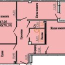 Планировка квартиры в Микрорайон Просторный, 1 очередь, г. Иваново, общая площадь 75.80 кв. м.