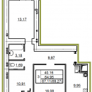 Планировка квартиры в ЖК Победа (блок-секция А), г. Иваново, общая площадь 67.11 кв. м.